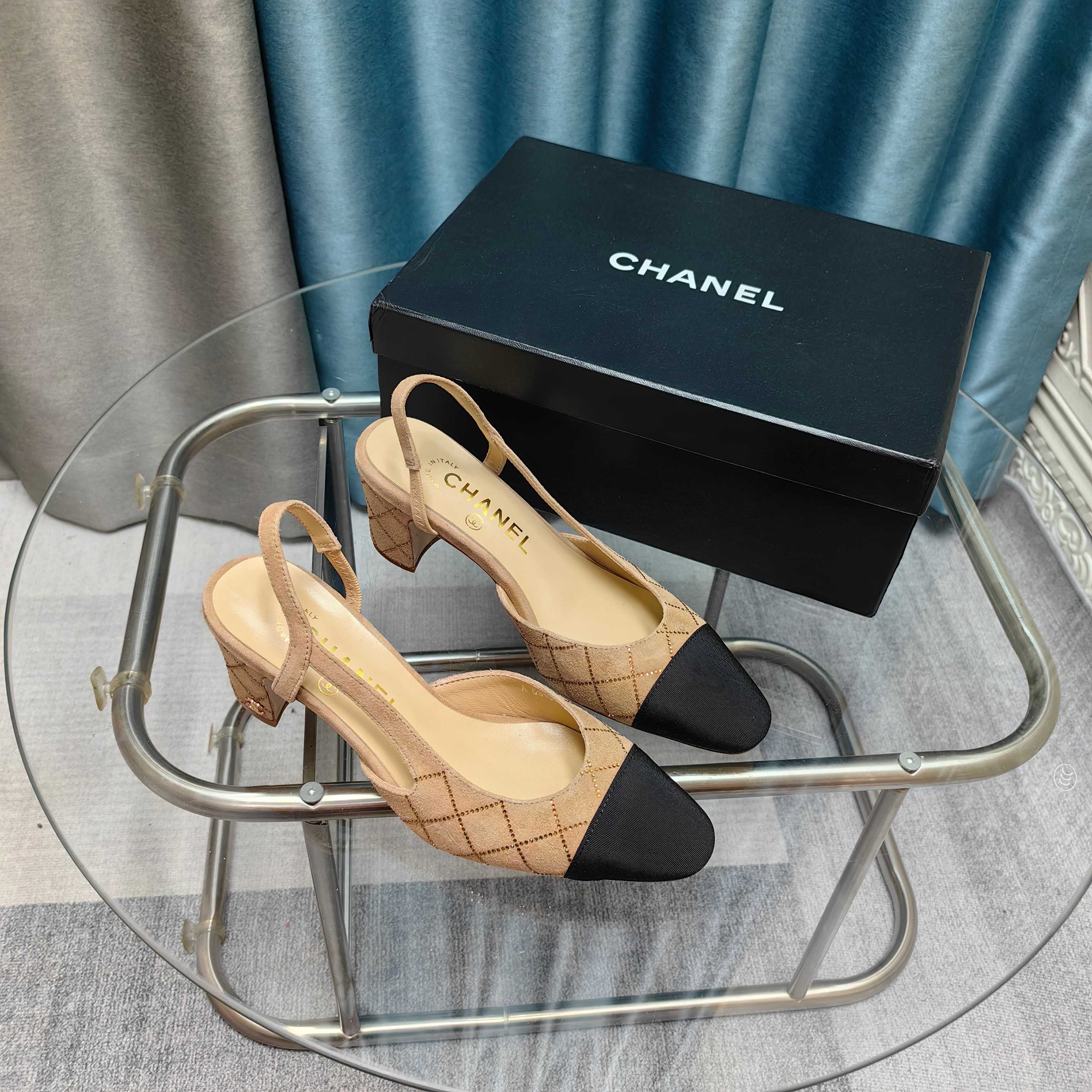 CC 25 Slingback 6.5cm Beige Suede