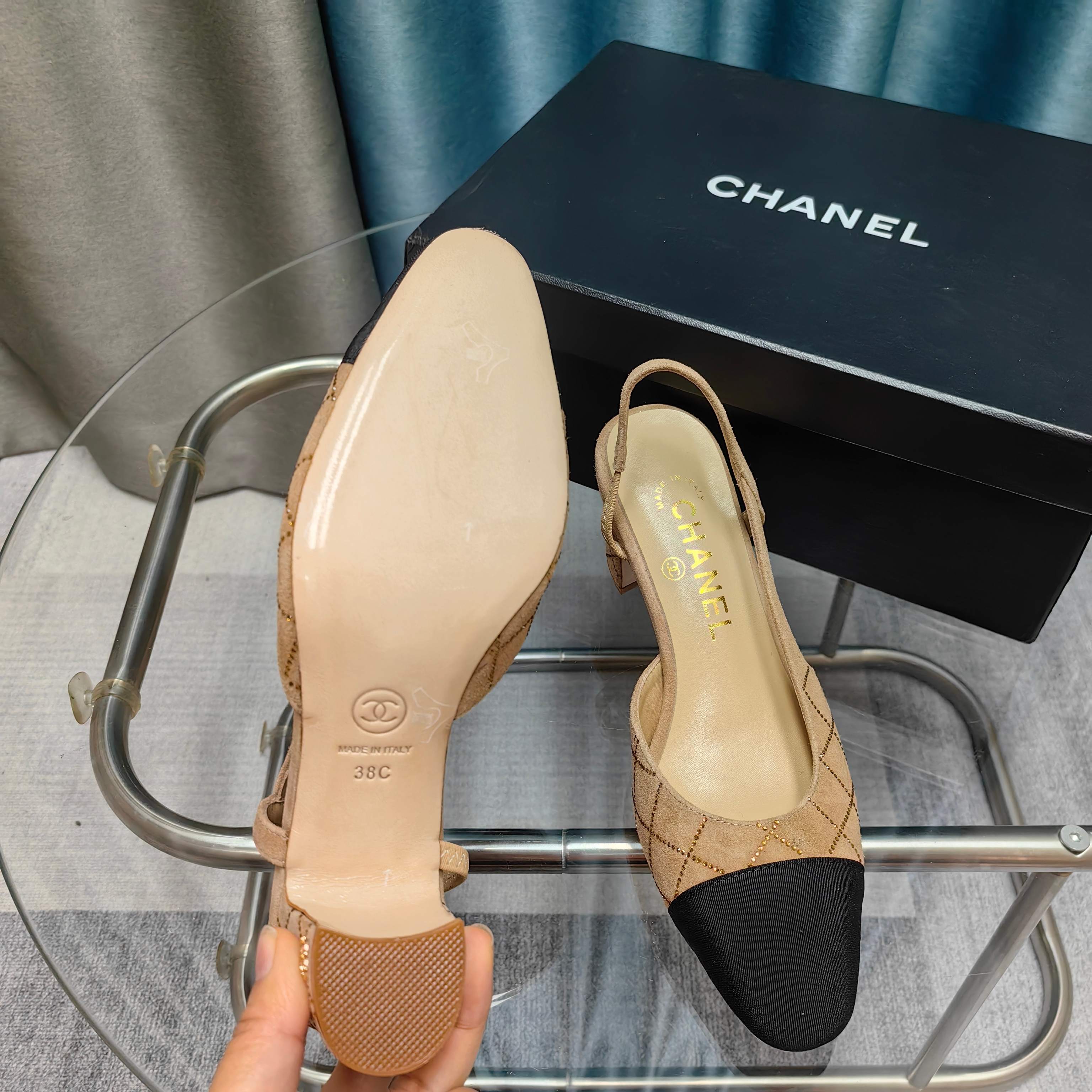 CC 25 Slingback 6.5cm Beige Suede