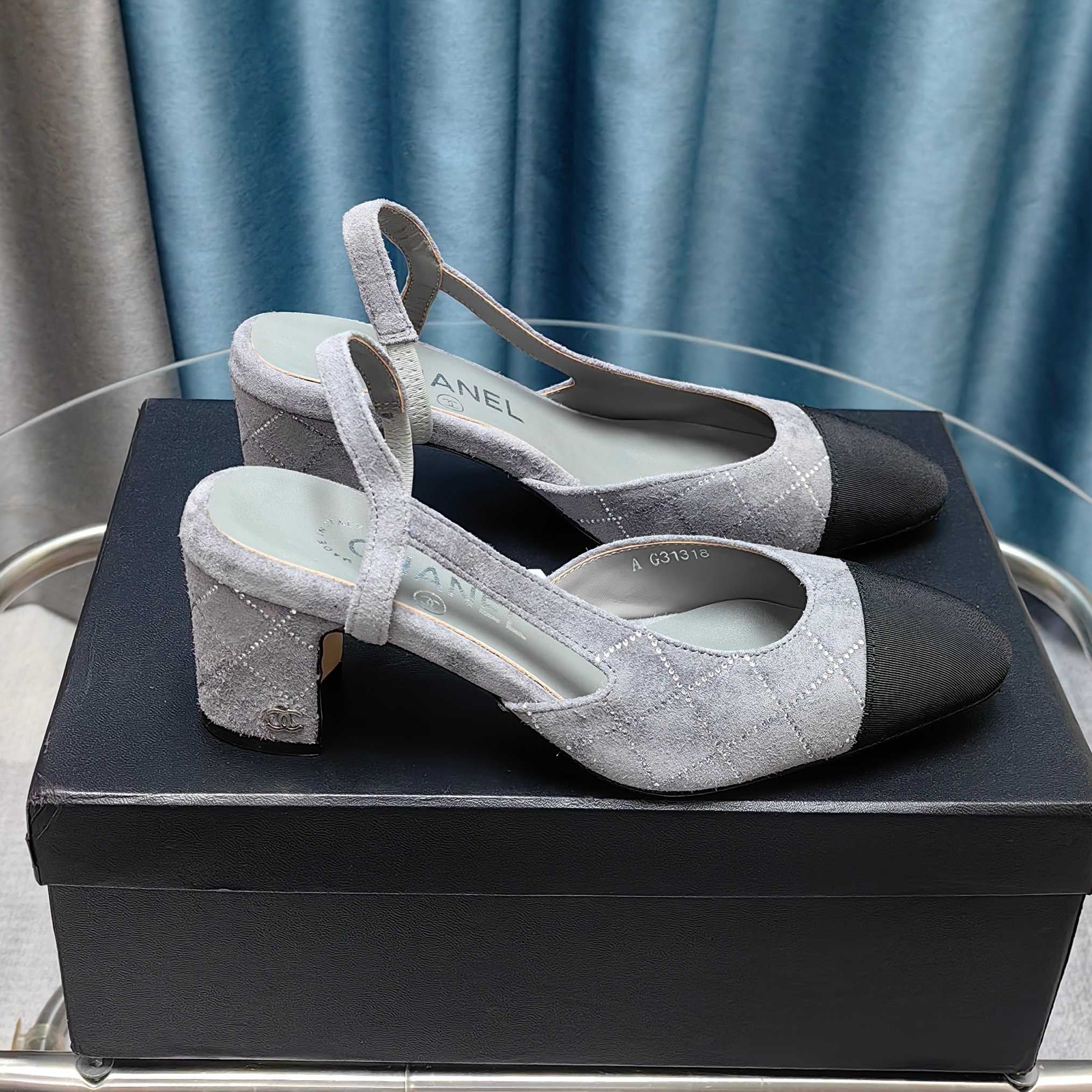 CC 25 Slingback 6.5cm Grey Suede