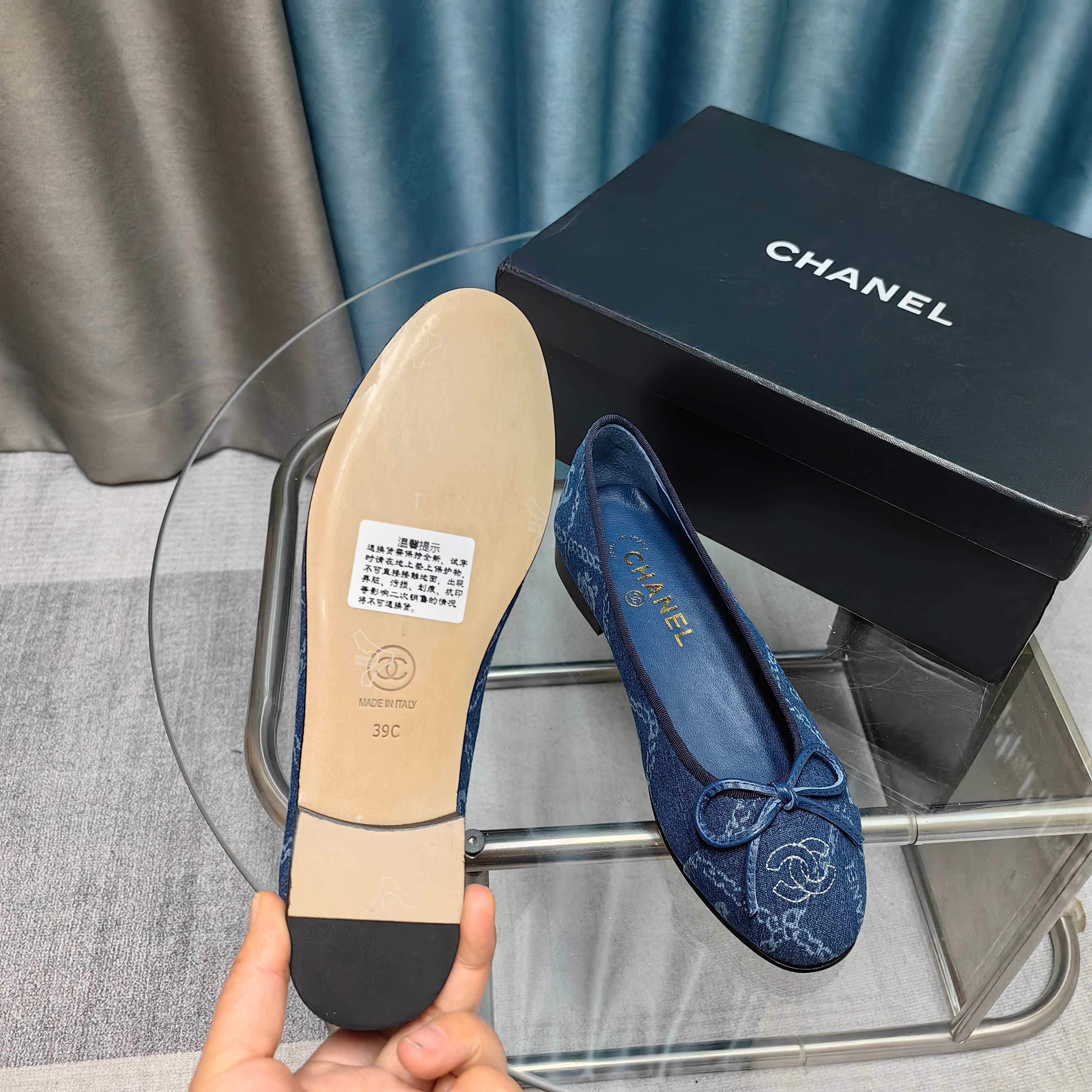CC 25P Ballet Flat Blue Denim Flower