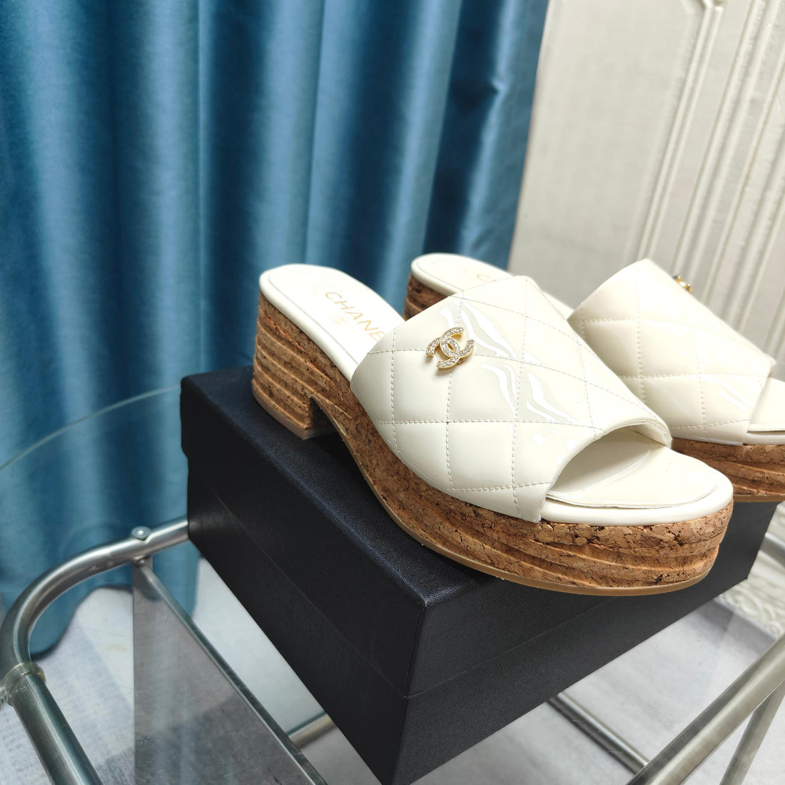 CC 25 Platform Sandal 10cm Patent Calfskin