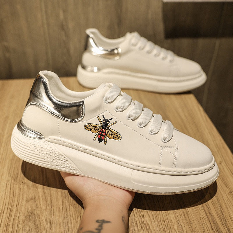 GG Men's Sneaker Black White Buffalo Leather 522615