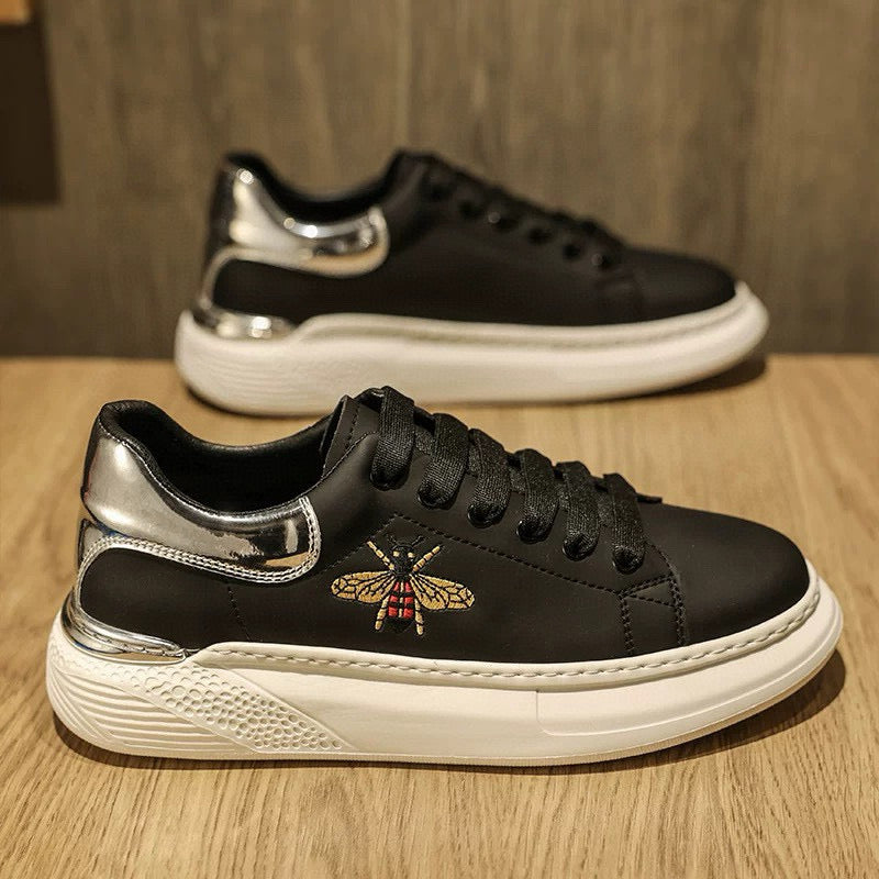 GG Men's Sneaker Black White Buffalo Leather 522615