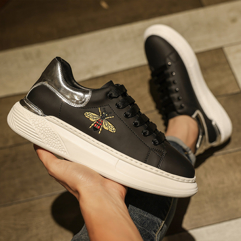 GG Men's Sneaker Black White Buffalo Leather 522615