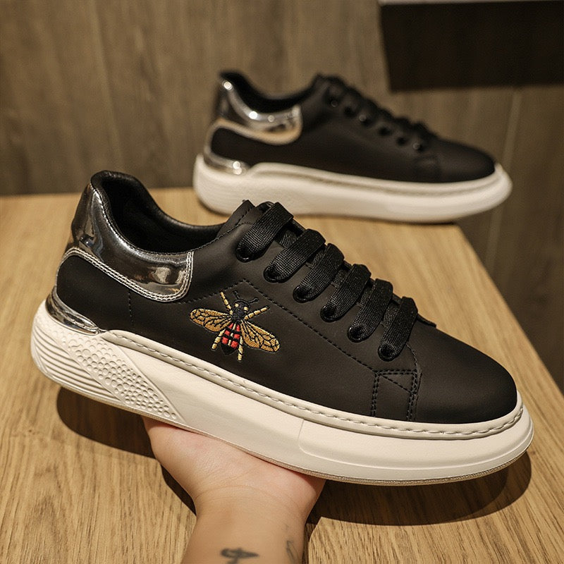 GG Men's Sneaker Black White Buffalo Leather 522615