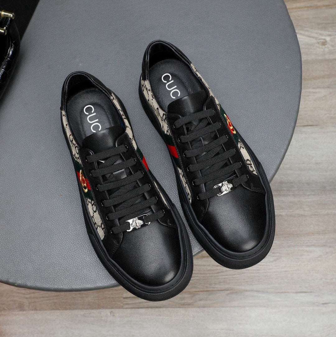 GG Men's Ace Sneaker Brown Black Print Fabric 522634