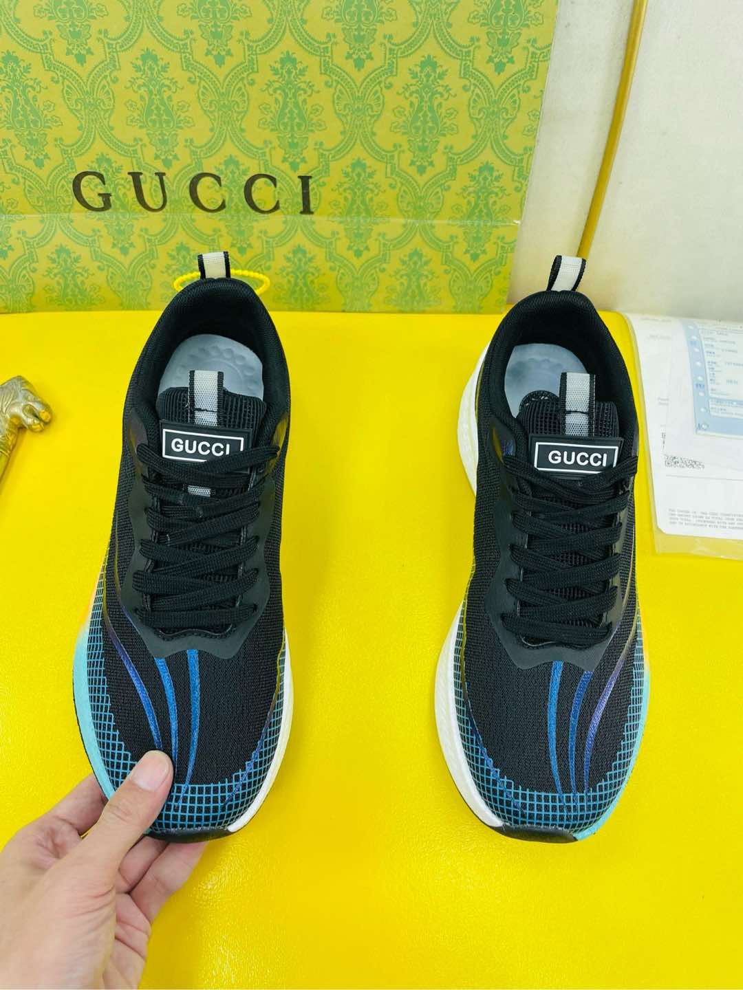 GG Men's Sneaker Black Blue Flywoven Fabric 532009