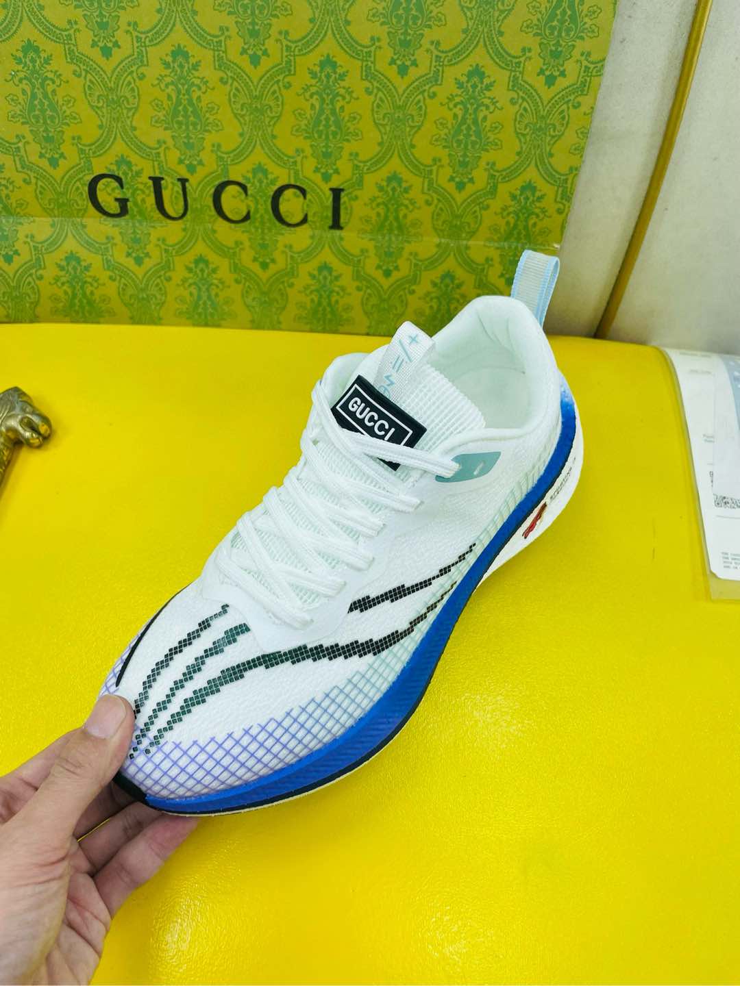 GG Men's Sneaker White Blue Flywoven Fabric 532011