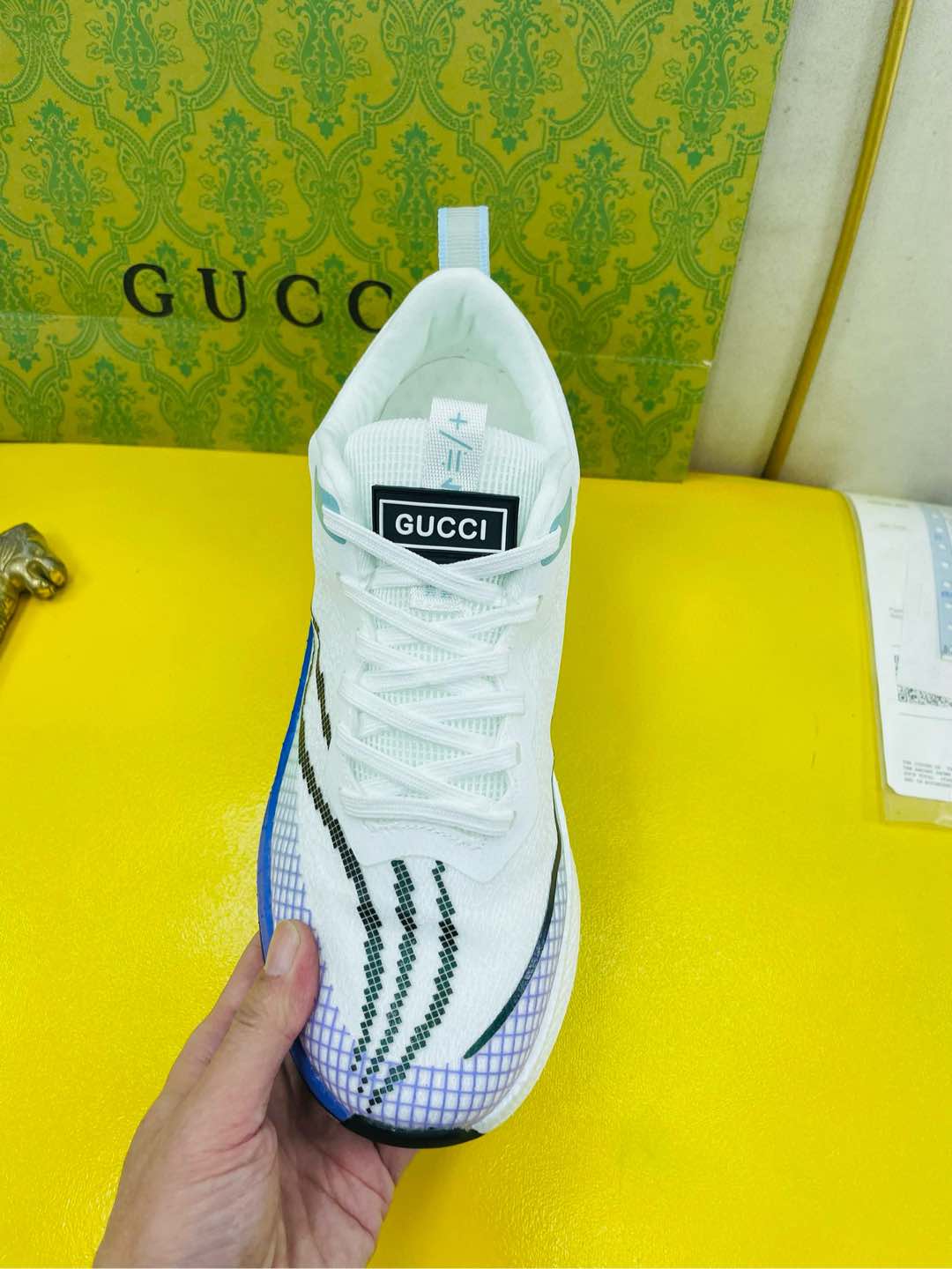 GG Men's Sneaker White Blue Flywoven Fabric 532011