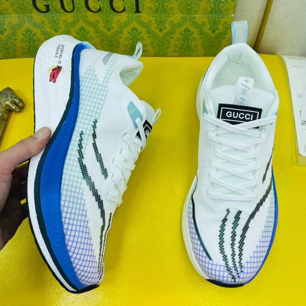 GG Men's Sneaker White Blue Flywoven Fabric 532011