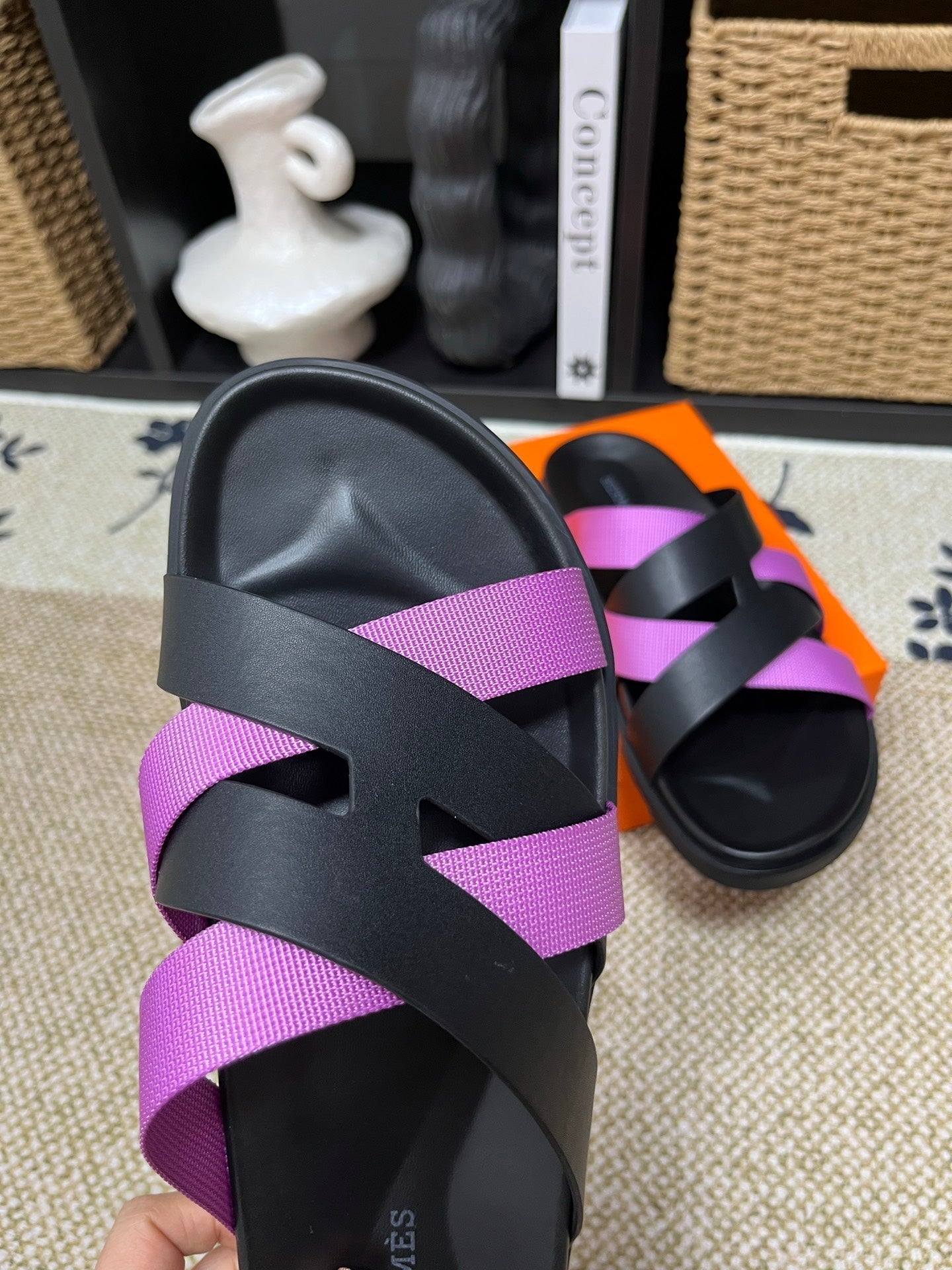 HM Men's Kazimir Black Purple Calfskin 595489