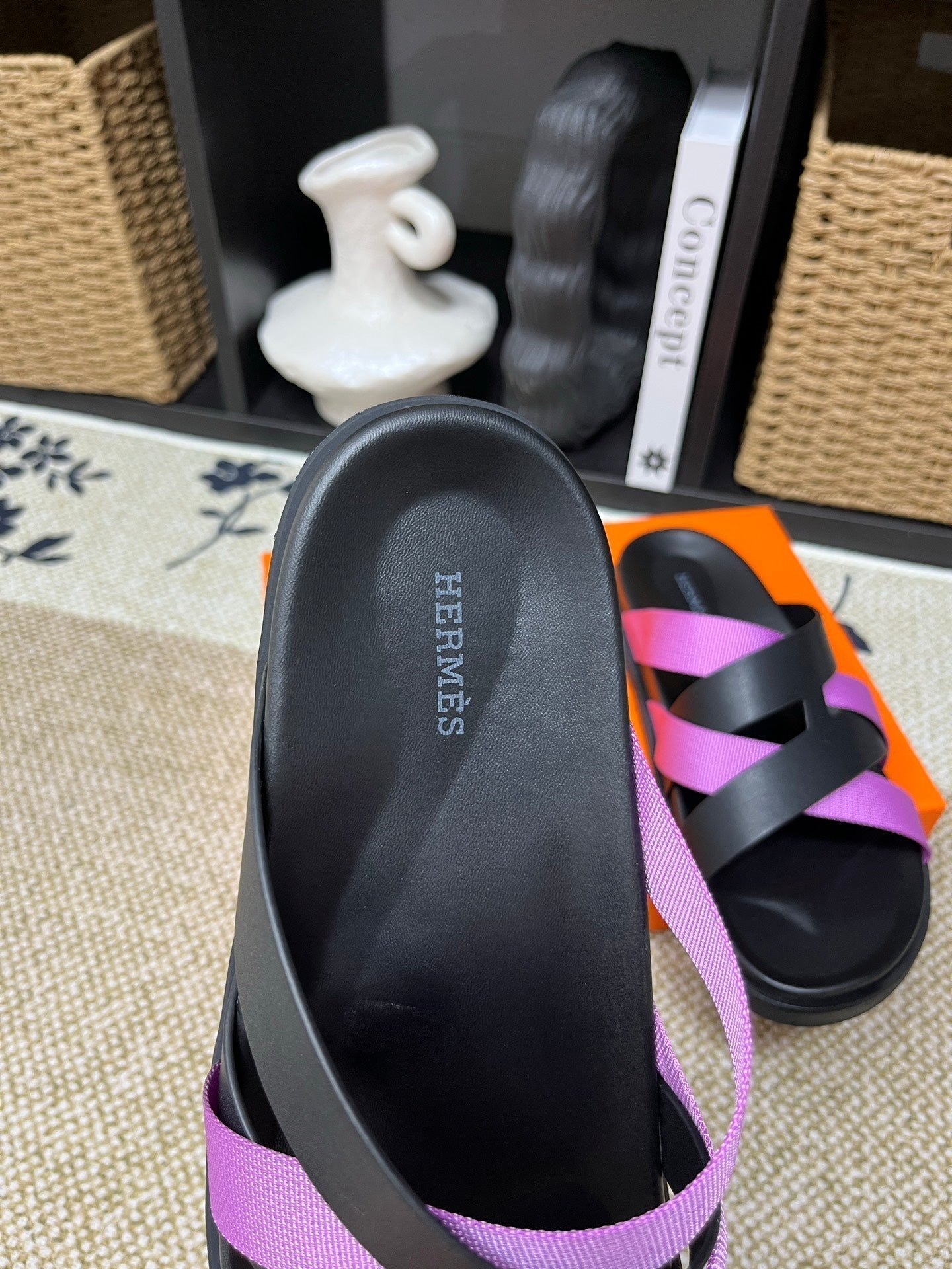 HM Men's Kazimir Black Purple Calfskin 595489