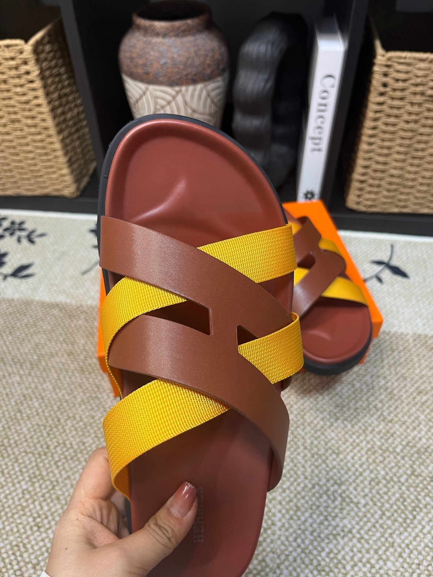 HM Men's Kazimir Brown Yellow Calfskin 595507