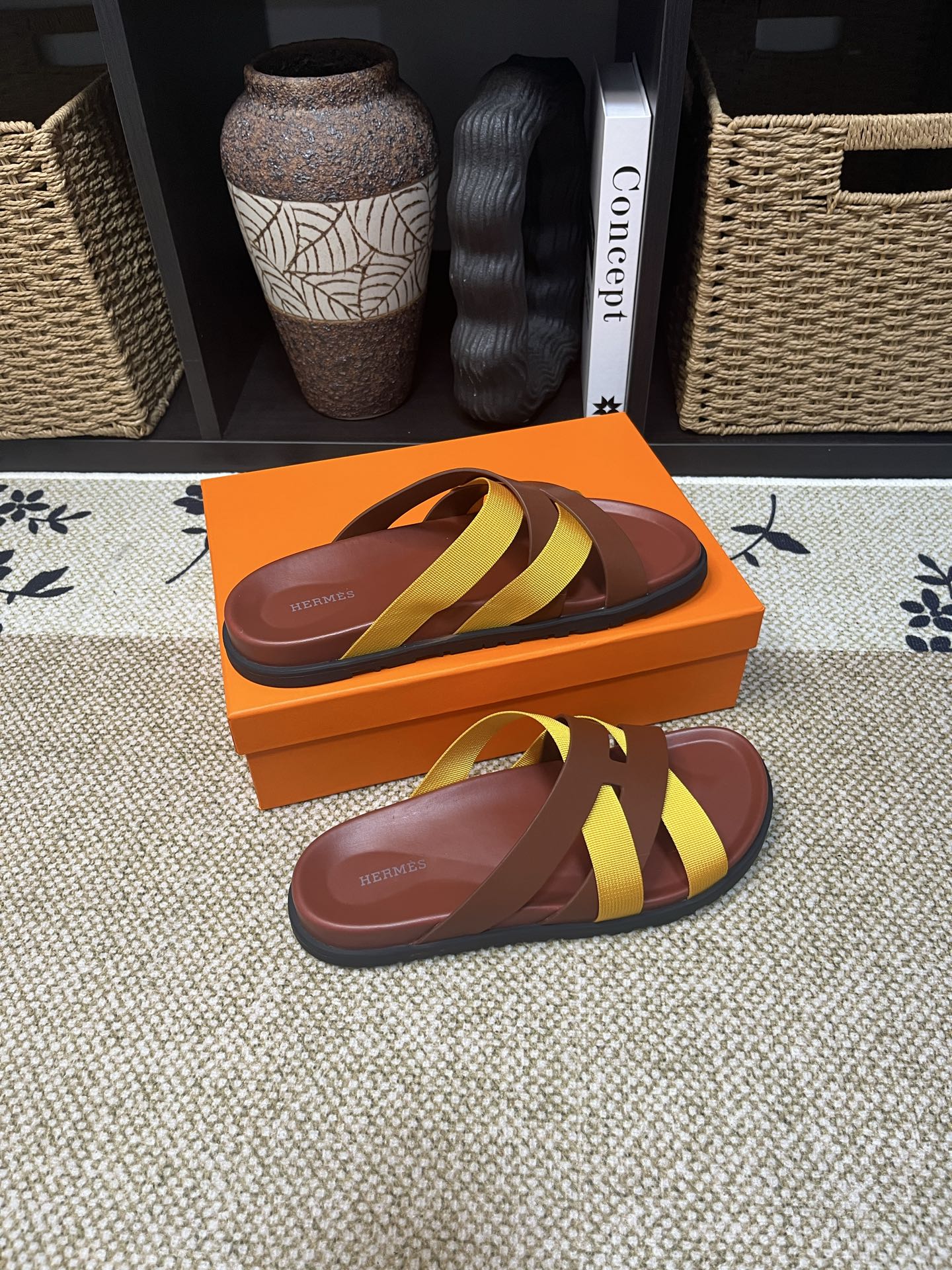 HM Men's Kazimir Brown Yellow Calfskin 595507