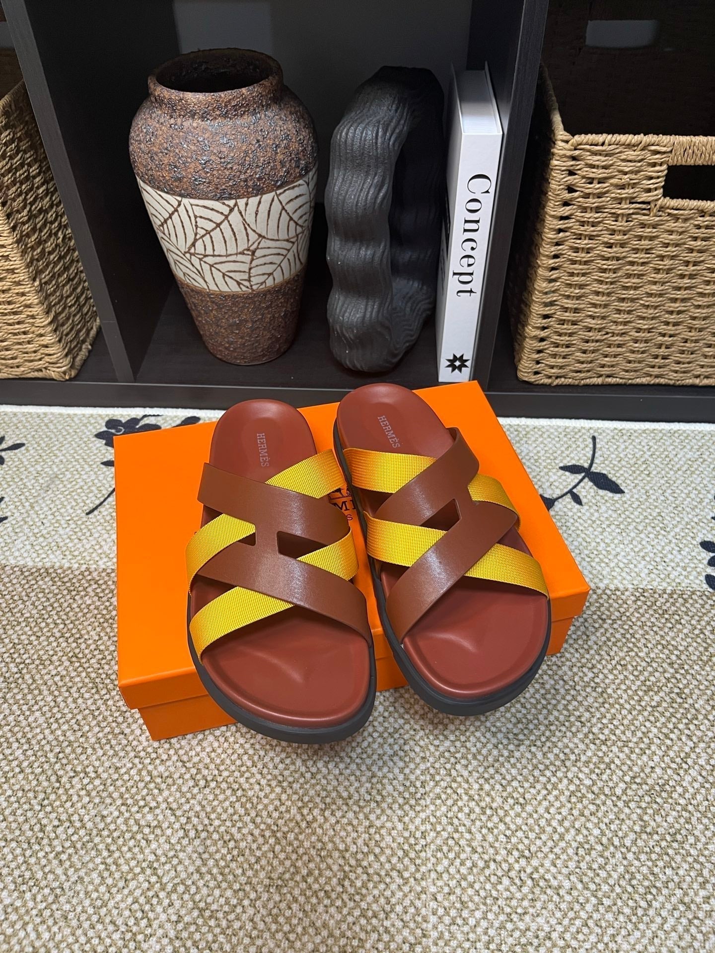 HM Men's Kazimir Brown Yellow Calfskin 595507