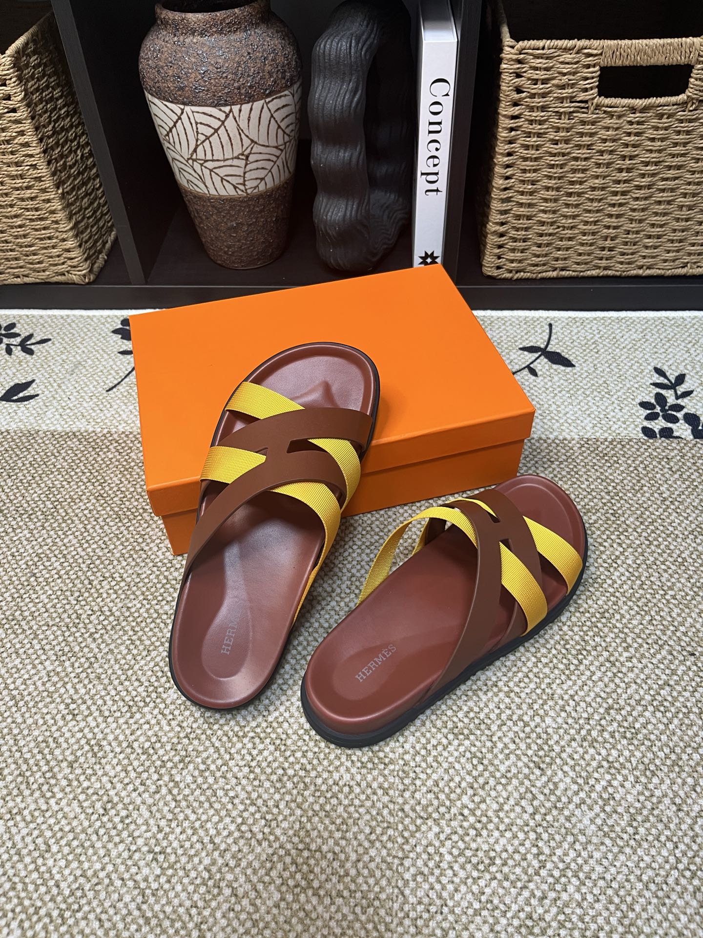 HM Men's Kazimir Brown Yellow Calfskin 595507