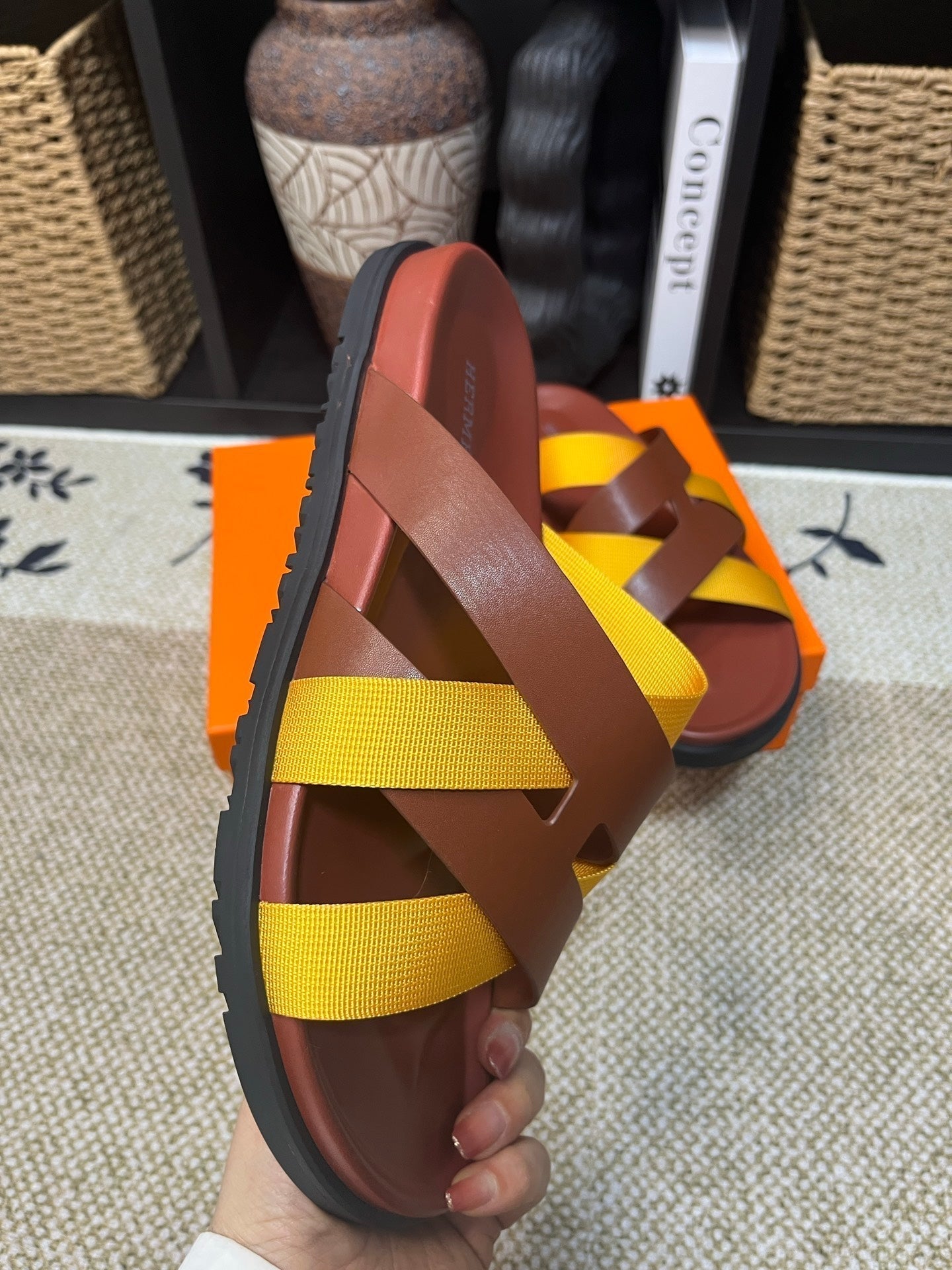 HM Men's Kazimir Brown Yellow Calfskin 595507