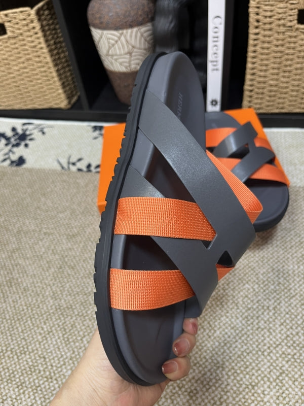 HM Men's Kazimir Grey Orange Calfskin 595525