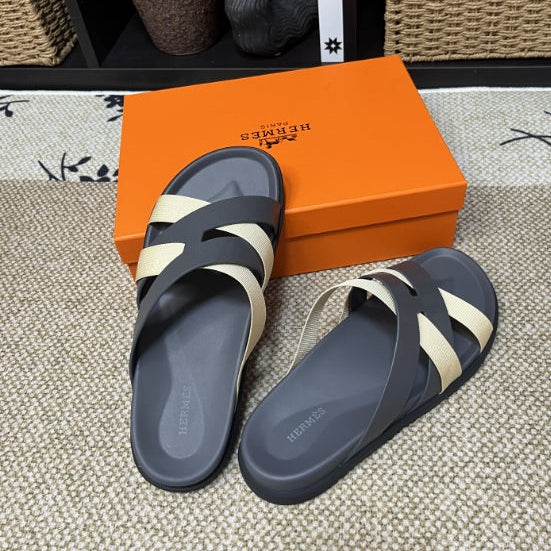 HM Men's Kazimir Grey Beige Calfskin 595529