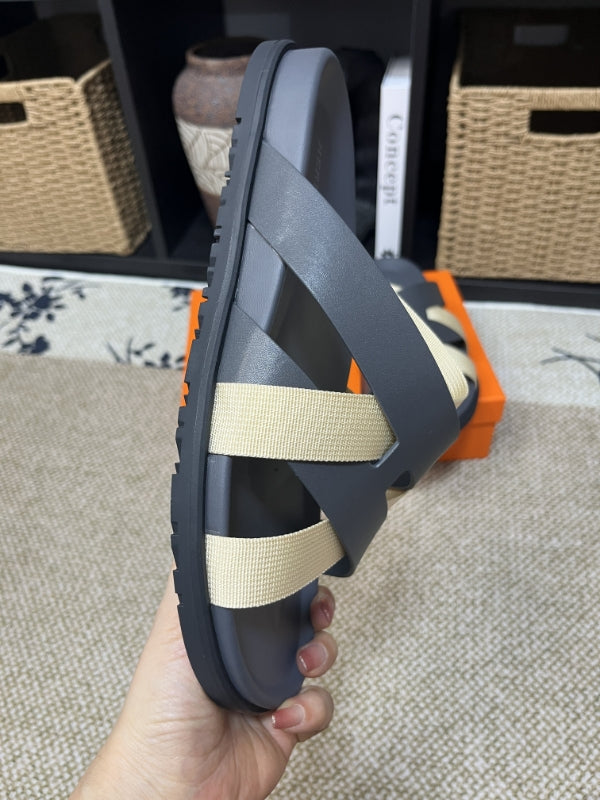 HM Men's Kazimir Grey Beige Calfskin 595529