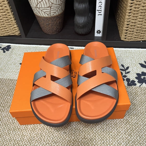 HM Men's Kazimir Brown Grey Calfskin 595562