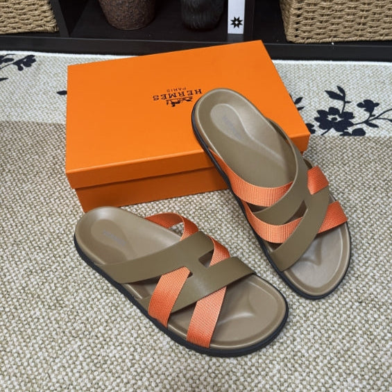 HM Men's Kazimir Moss Green Orange Calfskin 595568