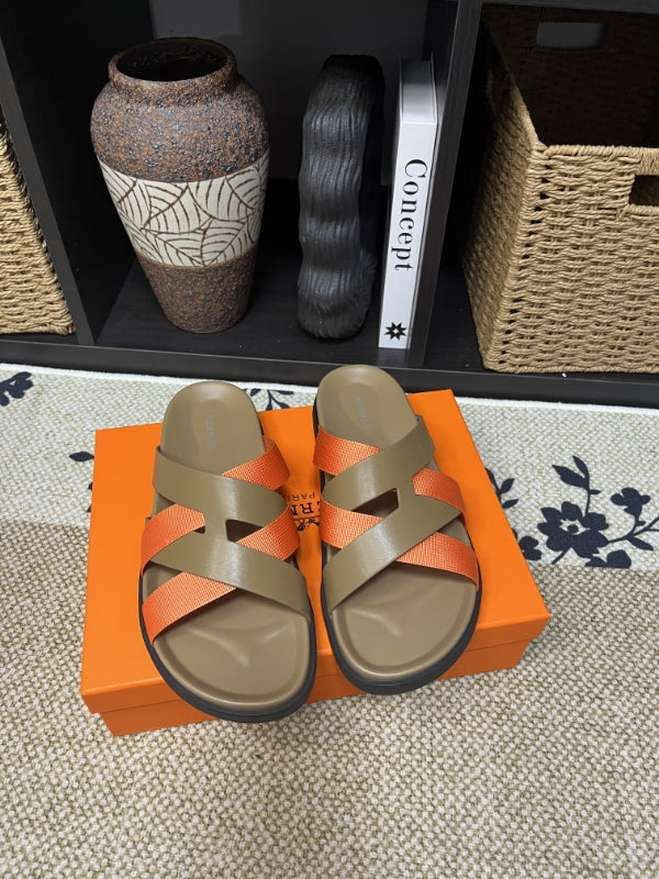 HM Men's Kazimir Moss Green Orange Calfskin 595568