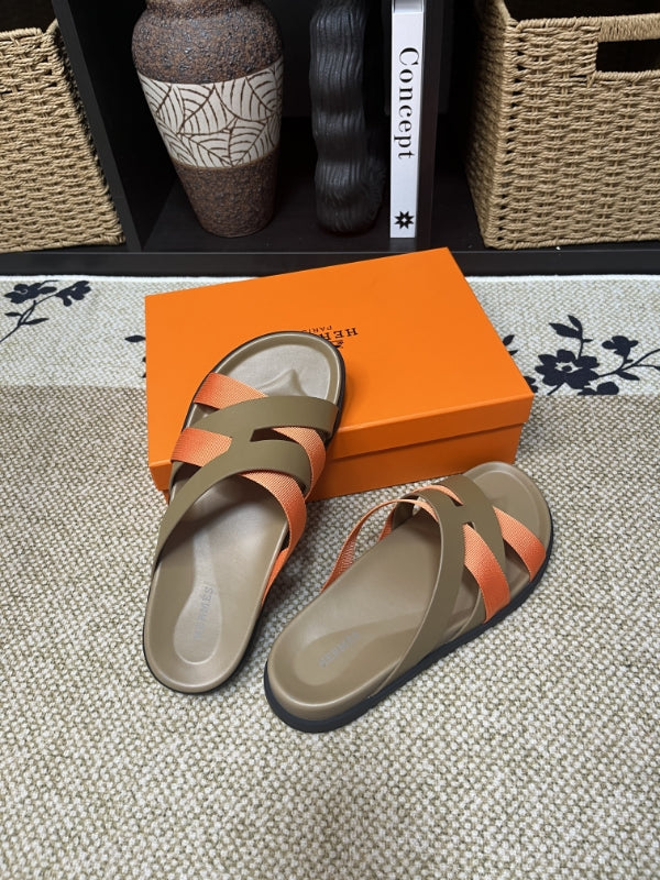 HM Men's Kazimir Moss Green Orange Calfskin 595568