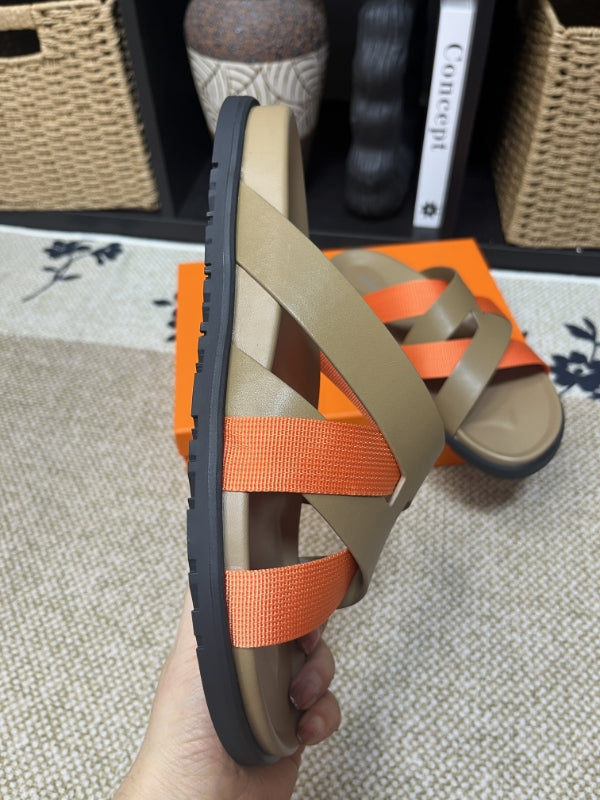 HM Men's Kazimir Moss Green Orange Calfskin 595568