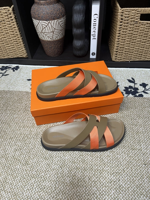 HM Men's Kazimir Moss Green Orange Calfskin 595568