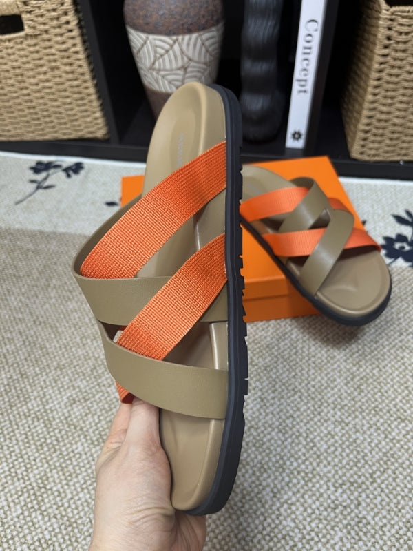 HM Men's Kazimir Moss Green Orange Calfskin 595568