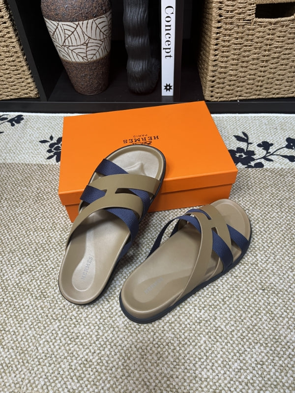 HM Men's Kazimir Moss Green Navy Blue Calfskin 595576