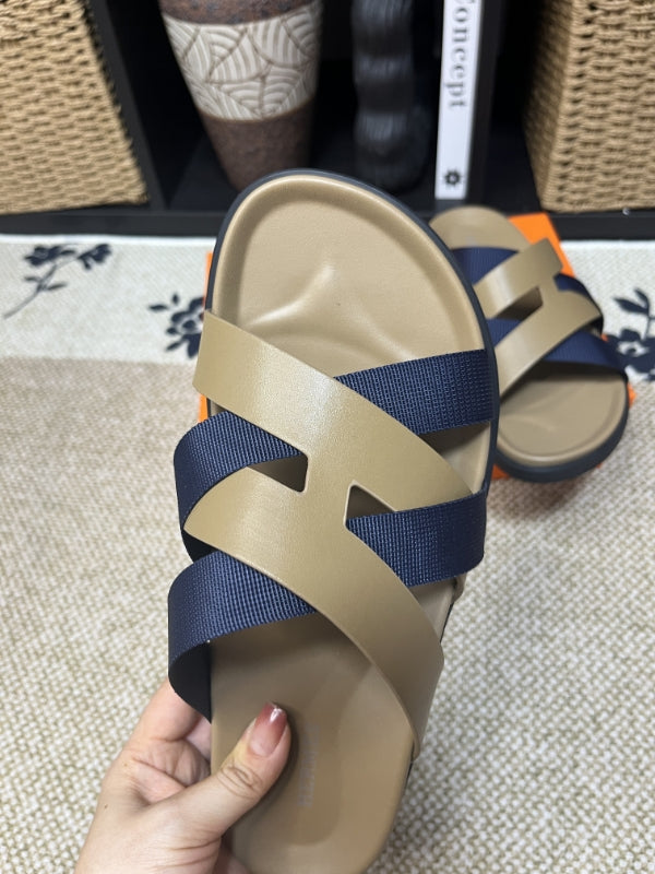 HM Men's Kazimir Moss Green Navy Blue Calfskin 595576