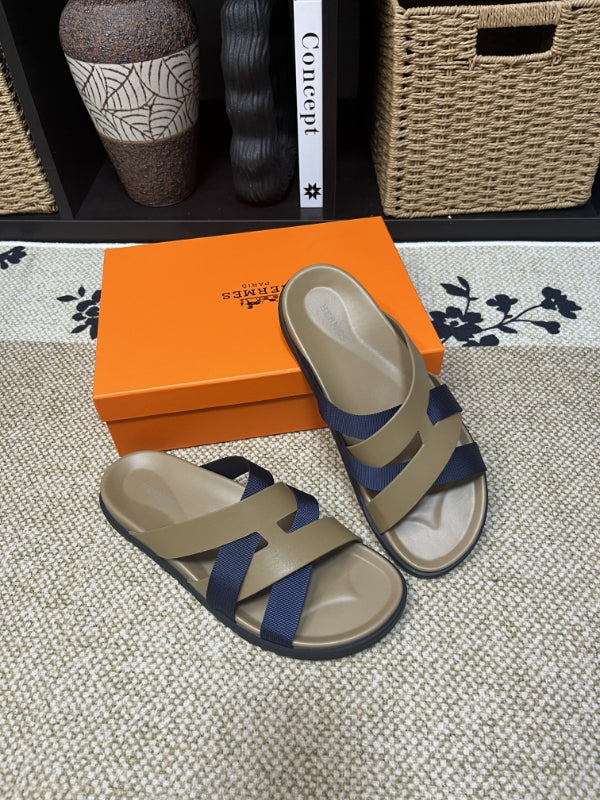 HM Men's Kazimir Moss Green Navy Blue Calfskin 595576