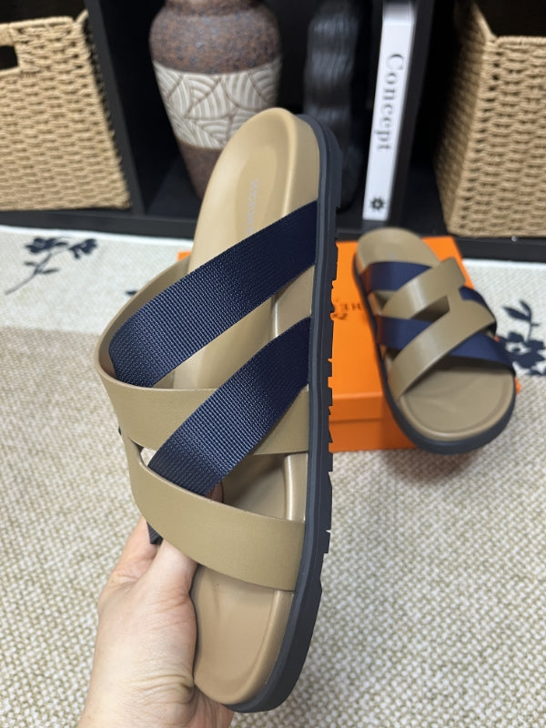 HM Men's Kazimir Moss Green Navy Blue Calfskin 595576