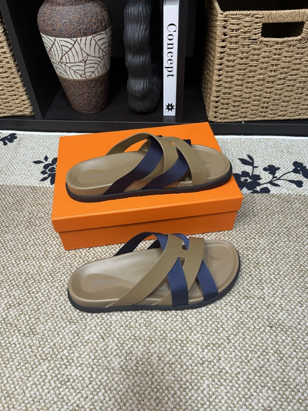 HM Men's Kazimir Moss Green Navy Blue Calfskin 595576