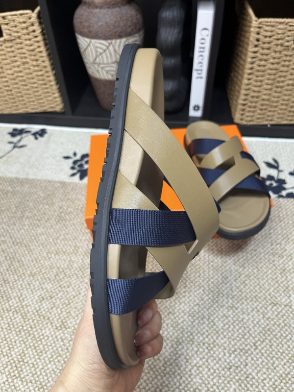 HM Men's Kazimir Moss Green Navy Blue Calfskin 595576