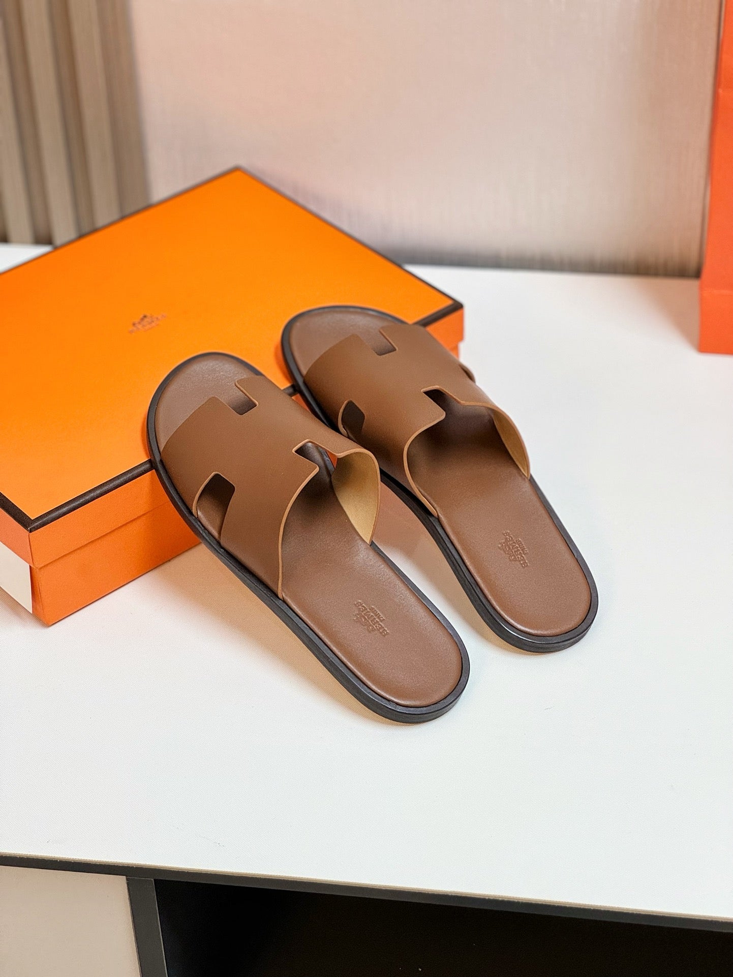 HM Men's Izmir Slide Brown Cowhide 609773