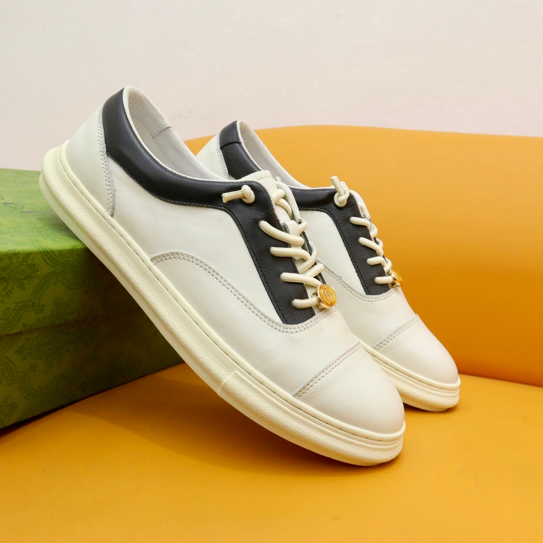 GG Men's Sneaker Black White Cowhide 522970