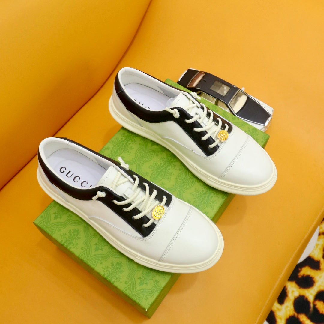 GG Men's Sneaker Black White Cowhide 522970