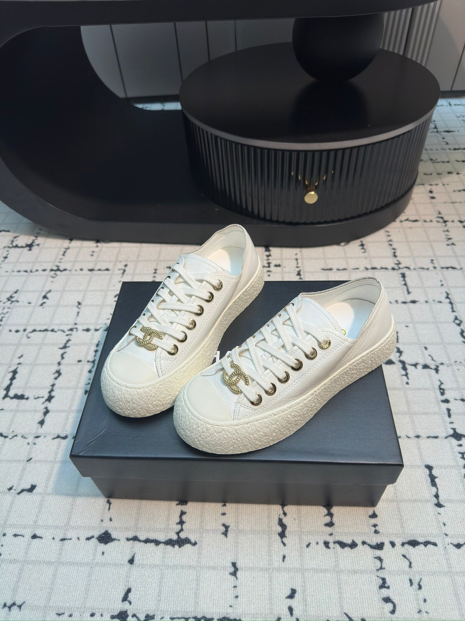 CC Low Sneaker 30mm White Calfskin