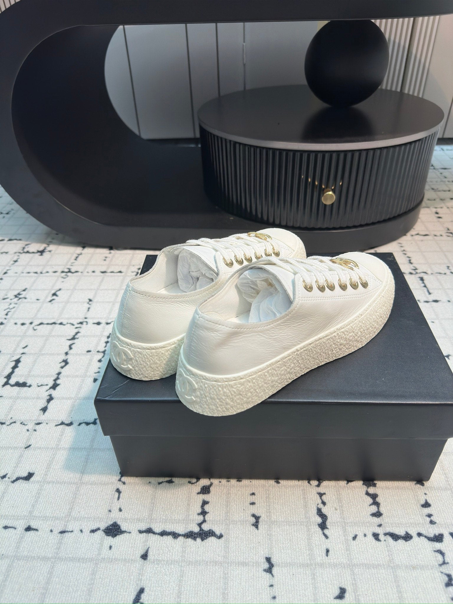 CC Low Sneaker 30mm White Calfskin