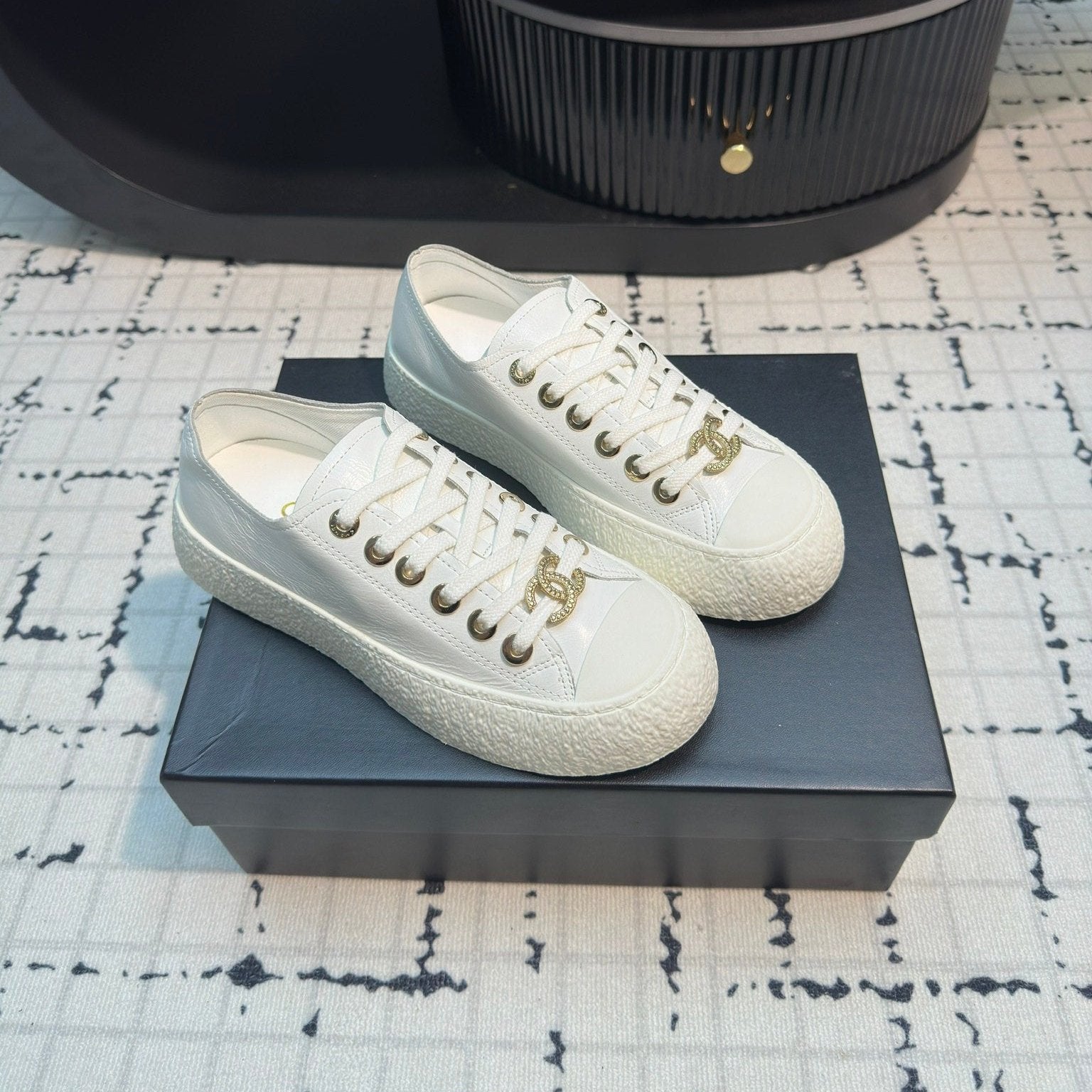CC Low Sneaker 30mm White Calfskin