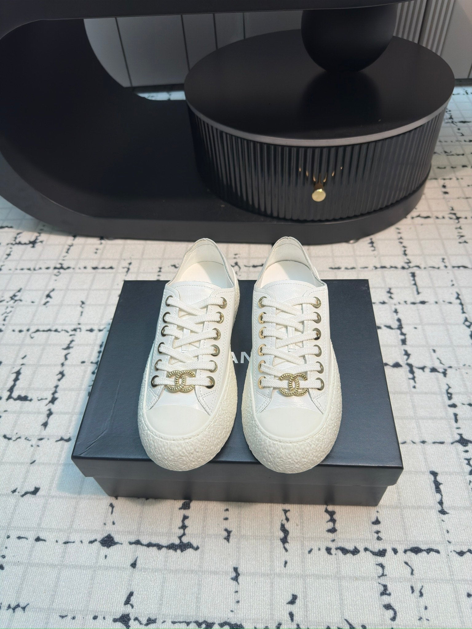 CC Low Sneaker 30mm White Calfskin