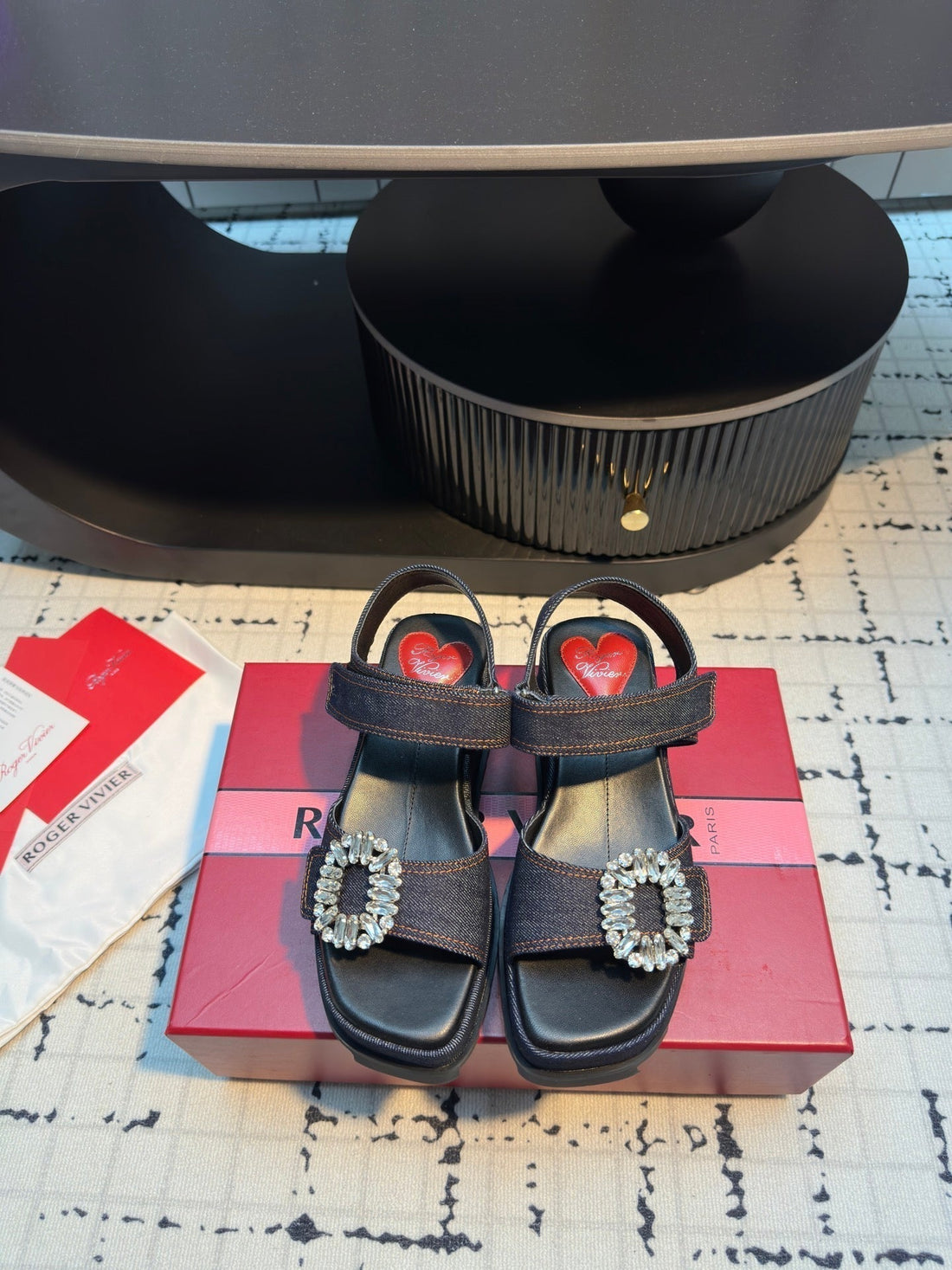 Viv Denim Sandals Blue Matte Leather 316936