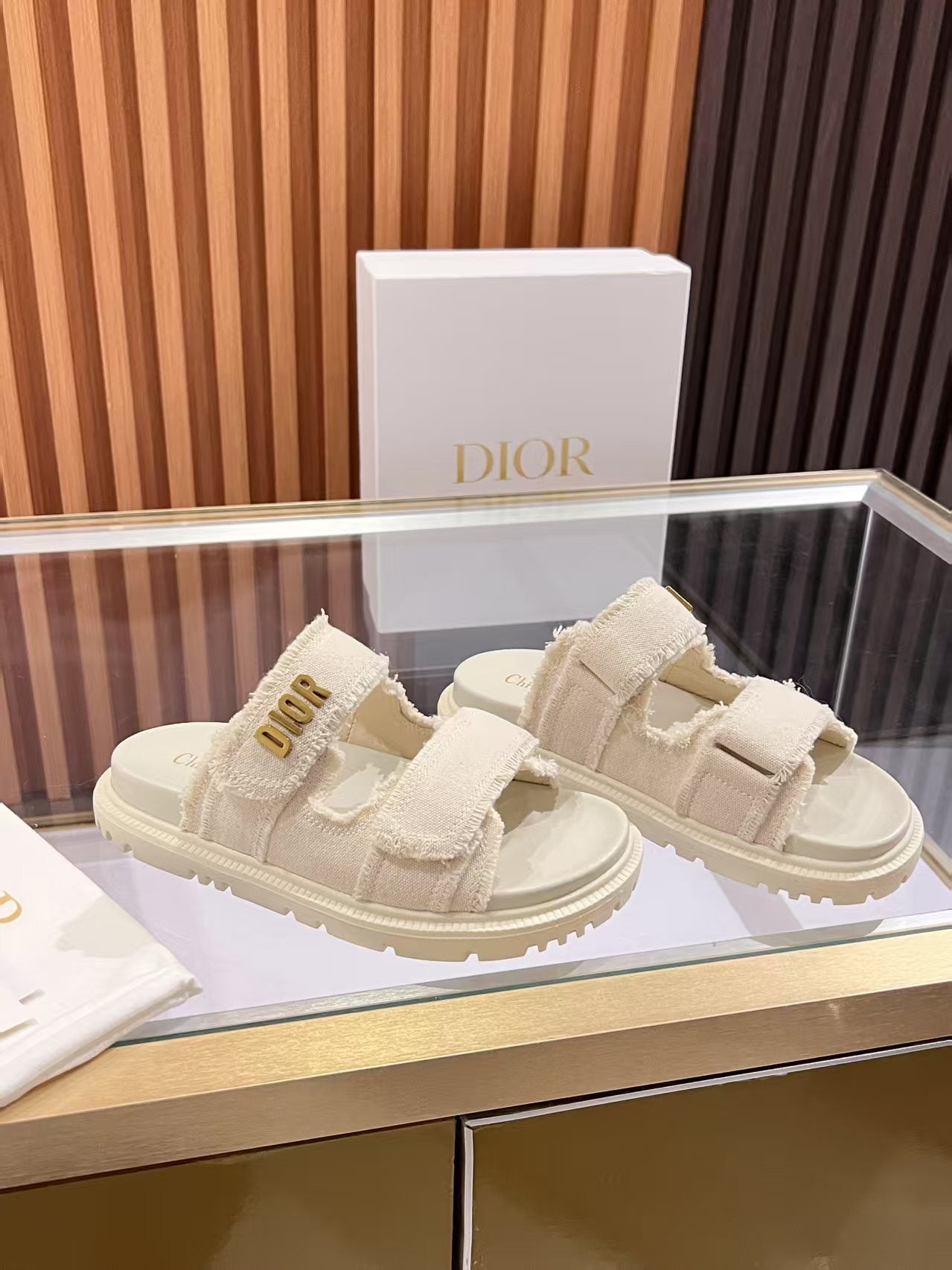 CD Dioract Slide Lambskin and Canvas 242450