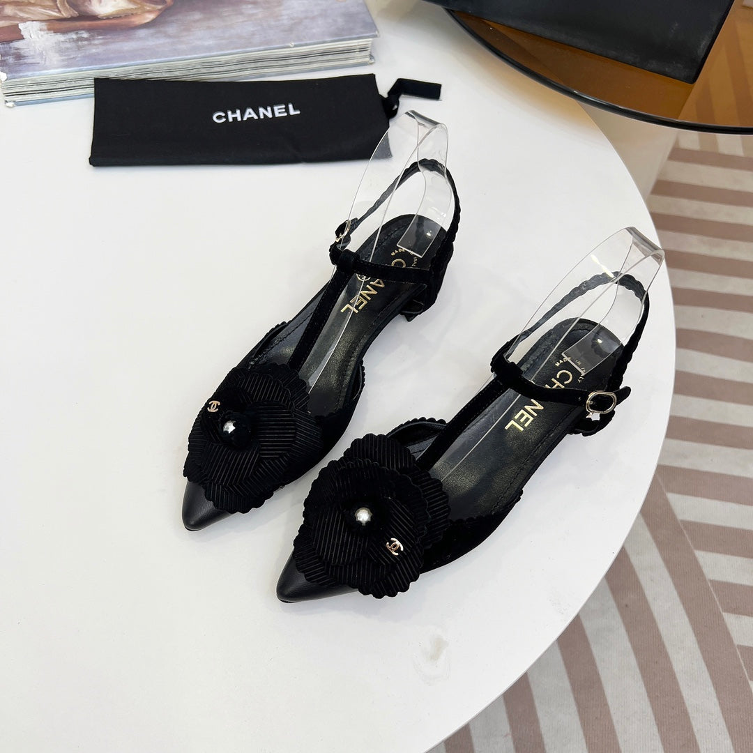 CC Pointed Toe Sandals Black Suede
