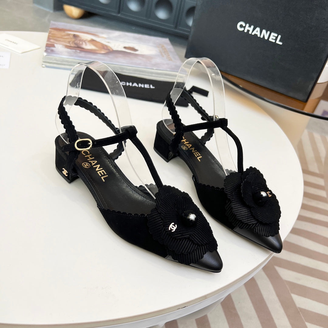 CC Pointed Toe Sandals Black Suede
