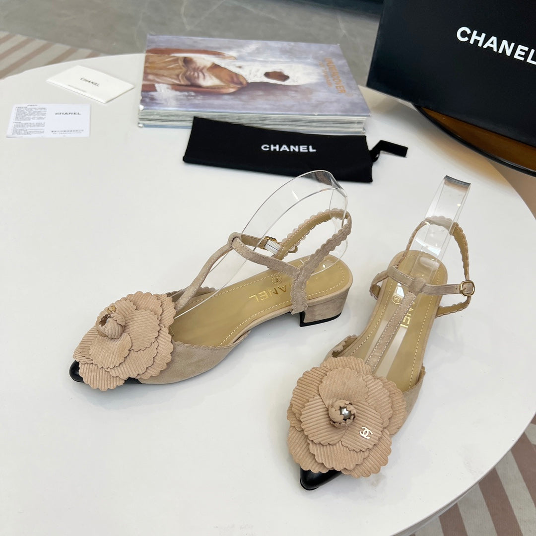 CC Pointed Toe Sandals Beige Suede
