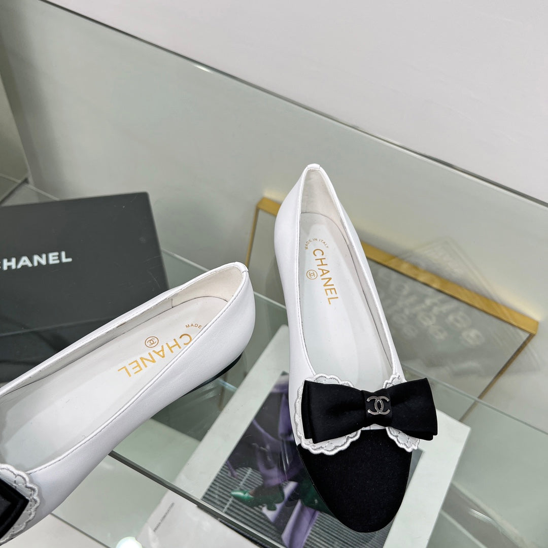 CC Ballet Flats White Lambskin